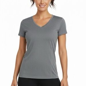 Danskin Now Dark Gray Dri-More Short Sleeve Tee Workout Top Size XL